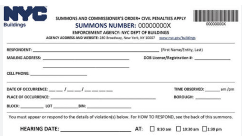 NYC DOB violations